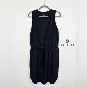 Athleta Rincon Dress Black Size large Comfort Casual Featherweight Travel